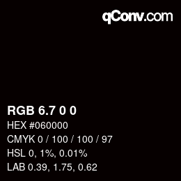 カラーコード: RGB 6.7 0 0 | qconv.com