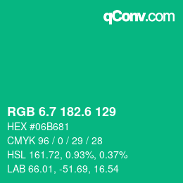 カラーコード: RGB 6.7 182.6 129 | qconv.com