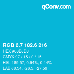 カラーコード: RGB 6.7 182.6 216 | qconv.com