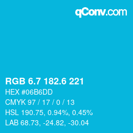 カラーコード: RGB 6.7 182.6 221 | qconv.com