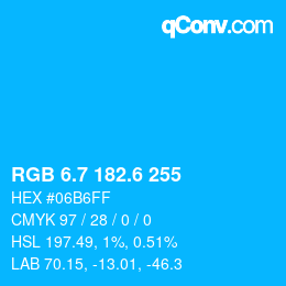 カラーコード: RGB 6.7 182.6 255 | qconv.com