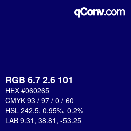 カラーコード: RGB 6.7 2.6 101 | qconv.com
