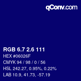 カラーコード: RGB 6.7 2.6 111 | qconv.com