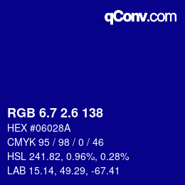 カラーコード: RGB 6.7 2.6 138 | qconv.com