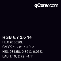 カラーコード: RGB 6.7 2.6 14 | qconv.com