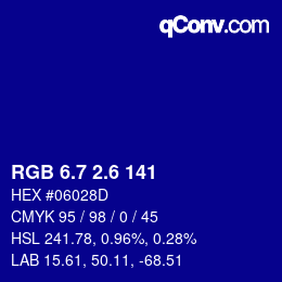 カラーコード: RGB 6.7 2.6 141 | qconv.com