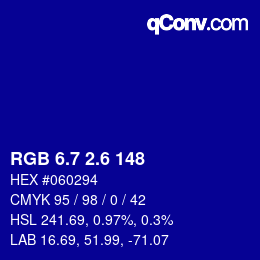 カラーコード: RGB 6.7 2.6 148 | qconv.com