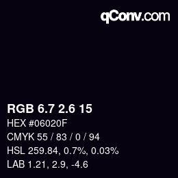 カラーコード: RGB 6.7 2.6 15 | qconv.com