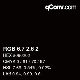 カラーコード: RGB 6.7 2.6 2 | qconv.com