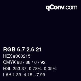 カラーコード: RGB 6.7 2.6 21 | qconv.com