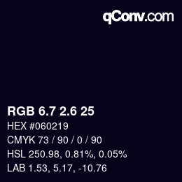 カラーコード: RGB 6.7 2.6 25 | qconv.com