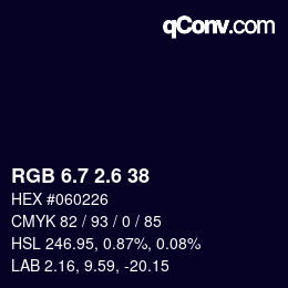 カラーコード: RGB 6.7 2.6 38 | qconv.com