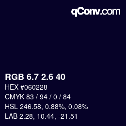 カラーコード: RGB 6.7 2.6 40 | qconv.com