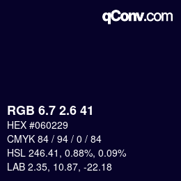 カラーコード: RGB 6.7 2.6 41 | qconv.com