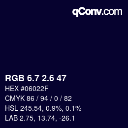 カラーコード: RGB 6.7 2.6 47 | qconv.com
