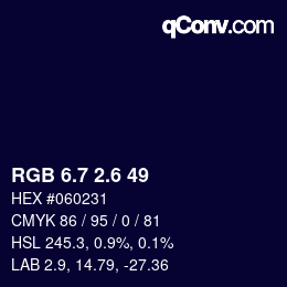 カラーコード: RGB 6.7 2.6 49 | qconv.com