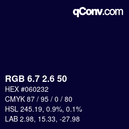 カラーコード: RGB 6.7 2.6 50 | qconv.com