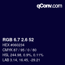 カラーコード: RGB 6.7 2.6 52 | qconv.com