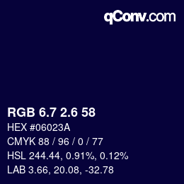 カラーコード: RGB 6.7 2.6 58 | qconv.com