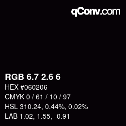 カラーコード: RGB 6.7 2.6 6 | qconv.com