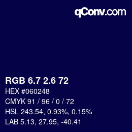 カラーコード: RGB 6.7 2.6 72 | qconv.com