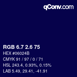 カラーコード: RGB 6.7 2.6 75 | qconv.com