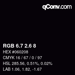 カラーコード: RGB 6.7 2.6 8 | qconv.com