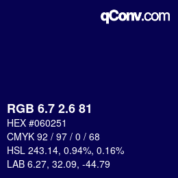 カラーコード: RGB 6.7 2.6 81 | qconv.com