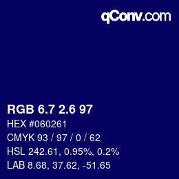 カラーコード: RGB 6.7 2.6 97 | qconv.com