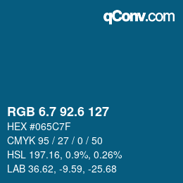 カラーコード: RGB 6.7 92.6 127 | qconv.com