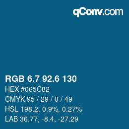 カラーコード: RGB 6.7 92.6 130 | qconv.com