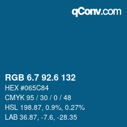 カラーコード: RGB 6.7 92.6 132 | qconv.com