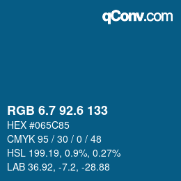 カラーコード: RGB 6.7 92.6 133 | qconv.com