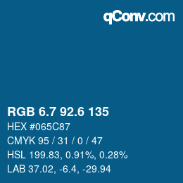 カラーコード: RGB 6.7 92.6 135 | qconv.com