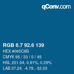 カラーコード: RGB 6.7 92.6 139 | qconv.com