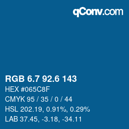 カラーコード: RGB 6.7 92.6 143 | qconv.com