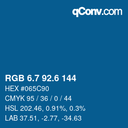カラーコード: RGB 6.7 92.6 144 | qconv.com