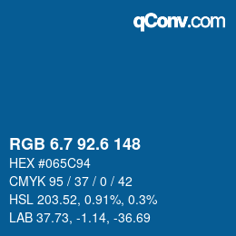 カラーコード: RGB 6.7 92.6 148 | qconv.com