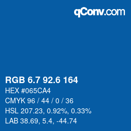 カラーコード: RGB 6.7 92.6 164 | qconv.com