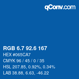 カラーコード: RGB 6.7 92.6 167 | qconv.com