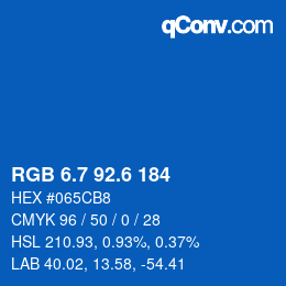 カラーコード: RGB 6.7 92.6 184 | qconv.com