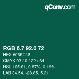 カラーコード: RGB 6.7 92.6 72 | qconv.com
