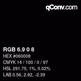 Color code: RGB 6.9 0 8 | qconv.com