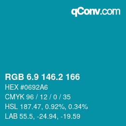 Color code: RGB 6.9 146.2 166 | qconv.com