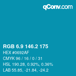 カラーコード: RGB 6.9 146.2 175 | qconv.com