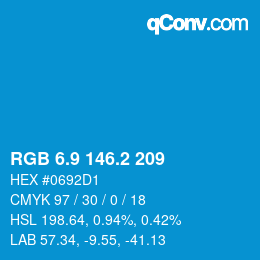 Color code: RGB 6.9 146.2 209 | qconv.com