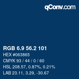Color code: RGB 6.9 56.2 101 | qconv.com