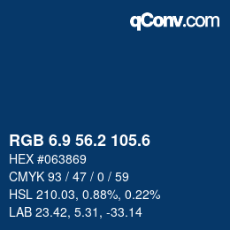 カラーコード: RGB 6.9 56.2 105.6 | qconv.com