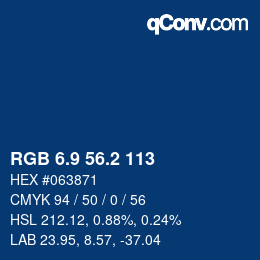 Color code: RGB 6.9 56.2 113 | qconv.com