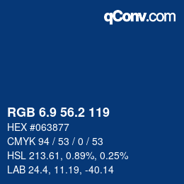 カラーコード: RGB 6.9 56.2 119 | qconv.com